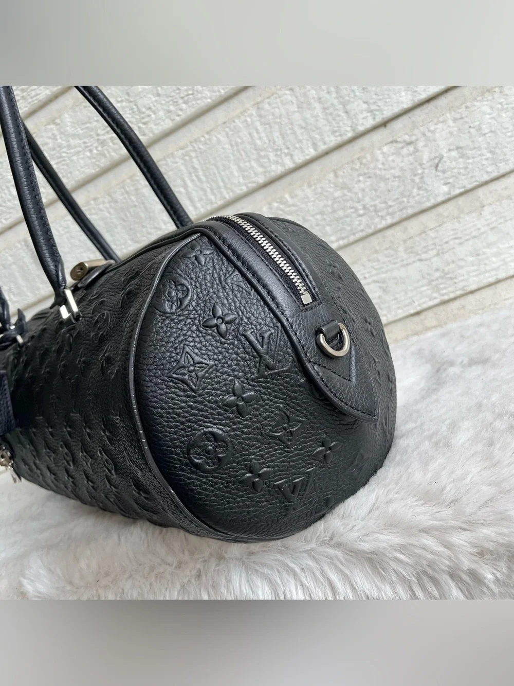 LOUIS VUITTON Black Leather Revelation Neo Papillon GM Boston Y2K Tote Bag